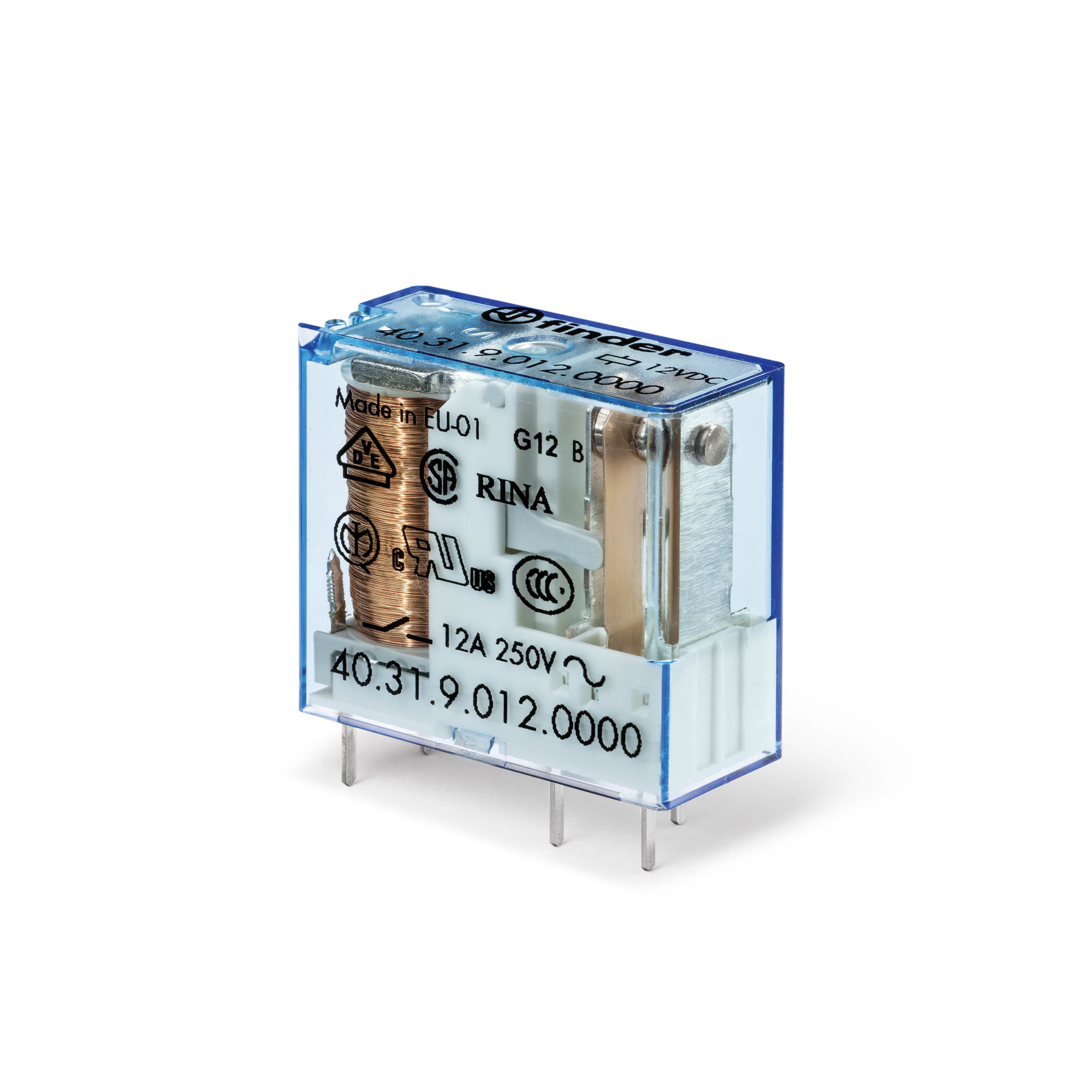 Relais circuit imprimé 1RT 12A 24V DC, AgNi